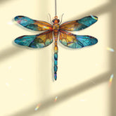 Dragonfly Acrylic Suncatcher, Stained Glass Style Insect Window Hanging, Colorful Nature Bug Sun Catcher for Garden and Home Décor